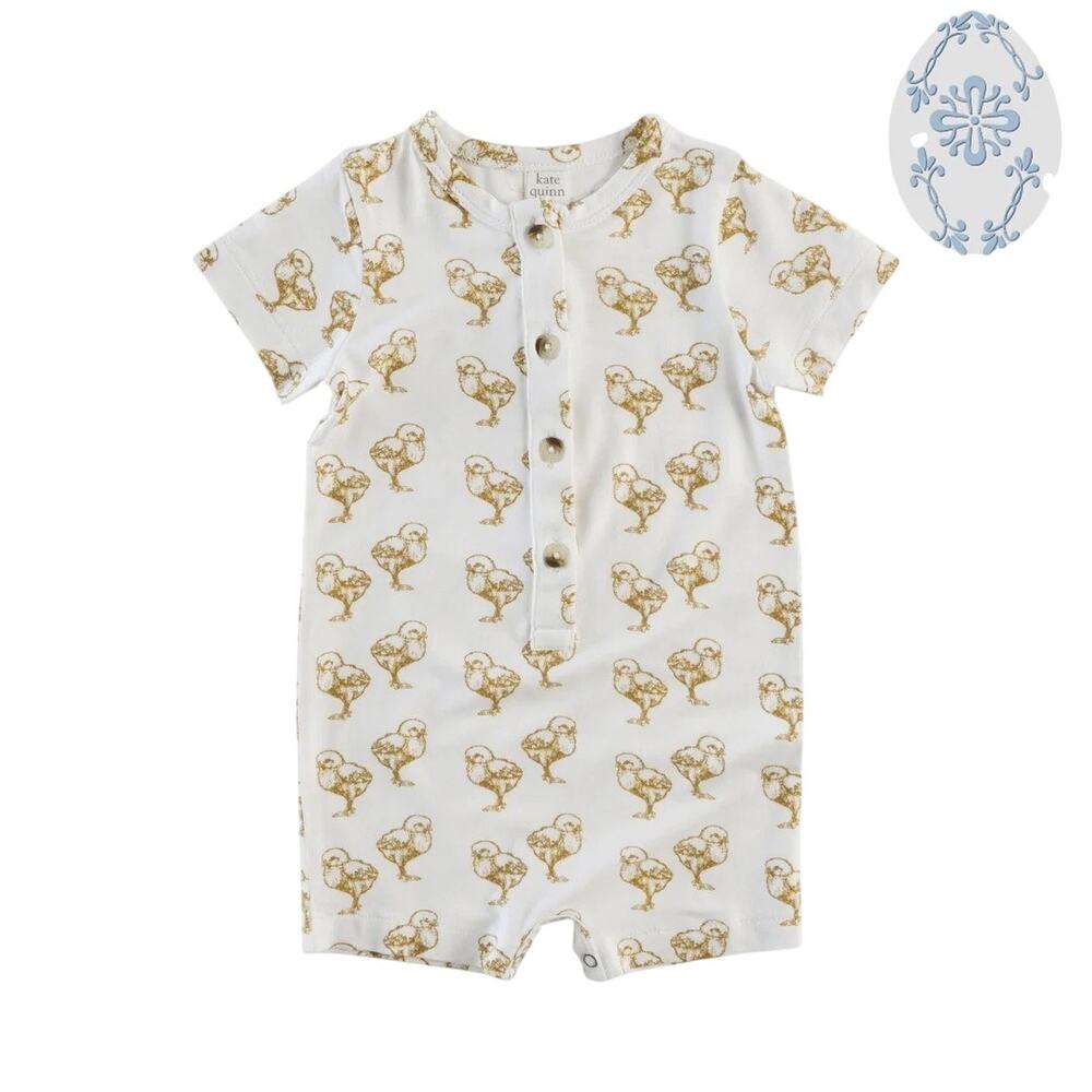 Kate Quinn Short Sleeve Union Shortie Jumpsuit Chicks Size 18-24 Months Bamboo